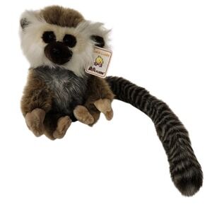 Vintage‎ Lemur Plush Stuffed Animal Jungle Monkey Ring-tailed A&A Toy Grey Black